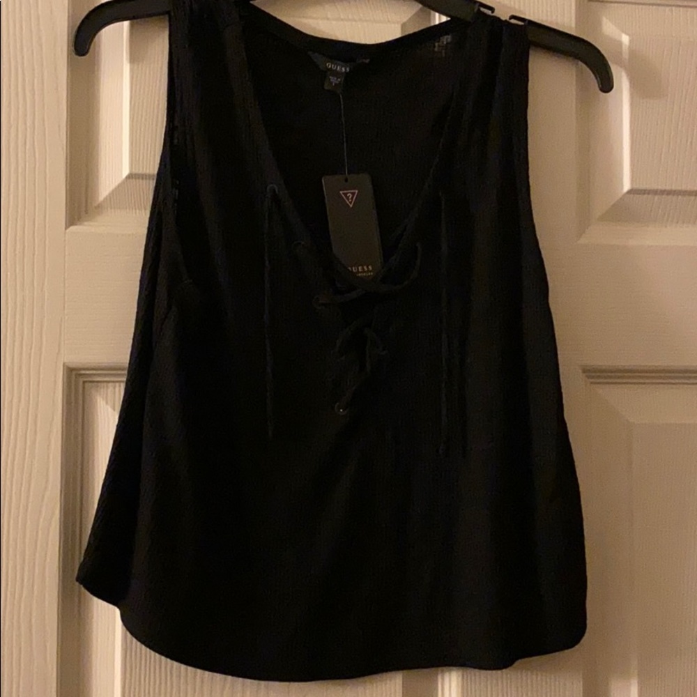 Muscle Tee Tank Cropped Laced Up Shirt
